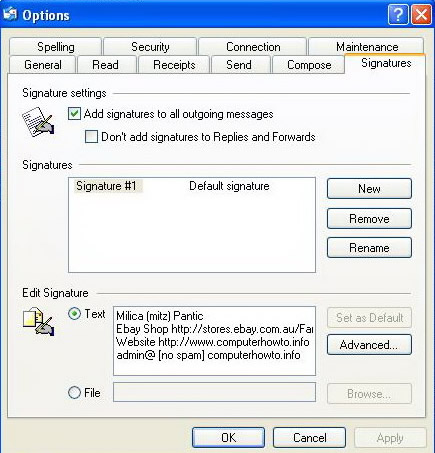 email,signature,outlook express